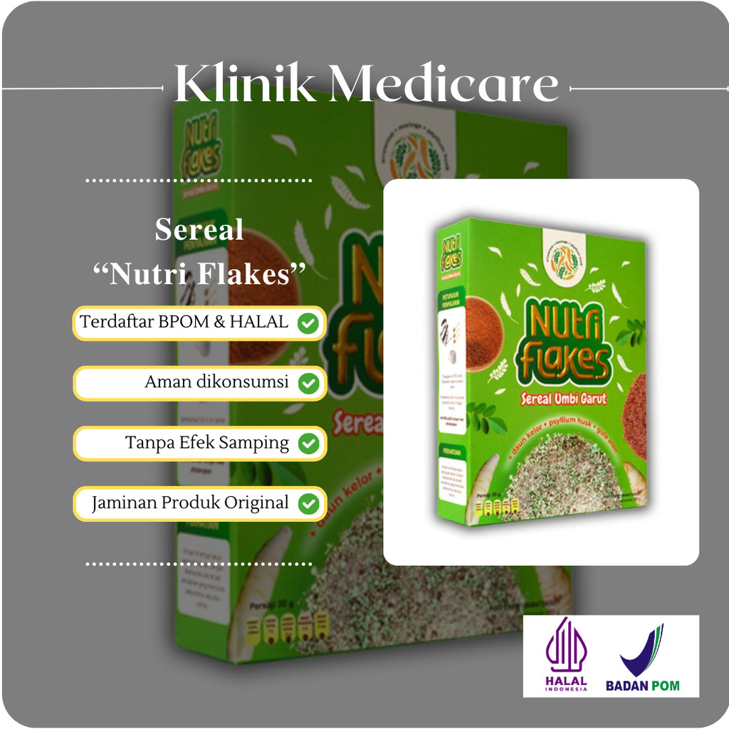 

Nutriflakes Sereal Umbi Garut Obat Atasi Maag, Gerd Dan Asam Lambung 1 Box