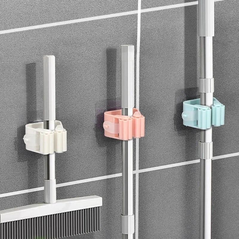 

Mop Broom Holder Rack Grippers Wall Mount Home Appliance Multi-Purpose Bathroom Organizer Non Punching Mop Storage Holder