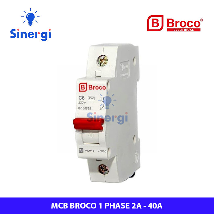 MCB Broco 1 Phase 2A 4A 6A 10A 16A 20A 25A 32A 40A PLN SNI