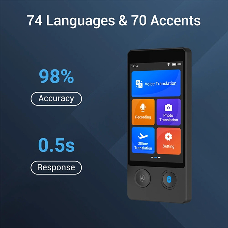 

W12 Voice Translator 144 Language 3.7Inch Intelligent Real-time Translation Text Photo Translator Simultaneous Interpretation