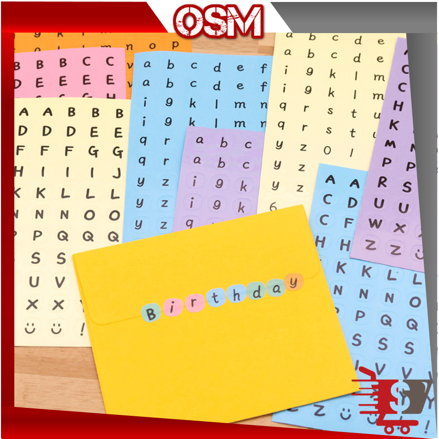 

OSM - 6217 Stiker Alphabet Warna Plain / Decoration Sticker Huruf / Numeric Sticker Tulisan Angka / Letter Capital Round Sticker