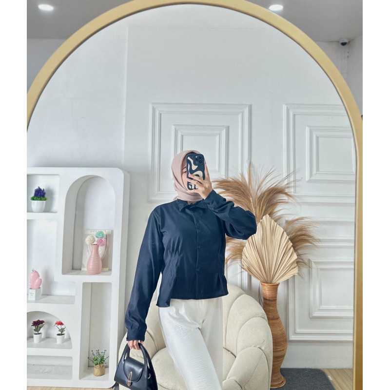 T&C.18 Fashion Baju Atasan Wanita Terbaru /  BLOUSE KORSET Polos Lengan Panjang / Busana Casual Wani