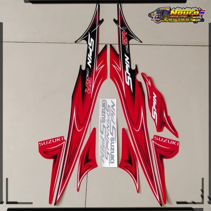 Aksesoris COD Striping Suzuki spin sr 125 2007 2008 merah stiker Lis body motor