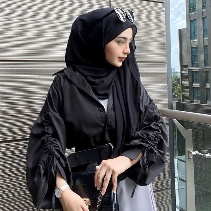 Kemeja Lengan Balon Serut Toyobo | Baju Lengan Serut |  Blouse Serut | Kemeja Oversize