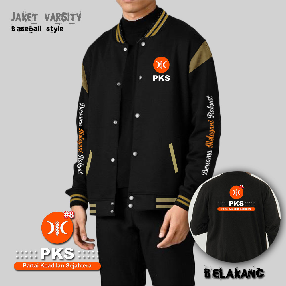 JAKET BASEBALL PARTAI PKS TERBARU / JAKET PEMILU PKS KEREN / JAKET BASEBALL CUSTOM SABLON