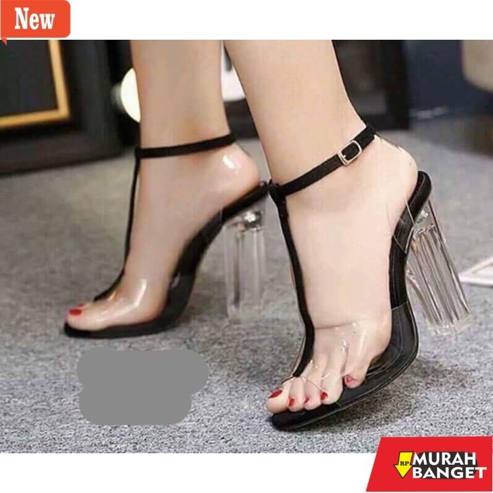 Heels wanita terkini- YEN NAMIRA 05 SANDAL HEELS WANITA HAK KACA