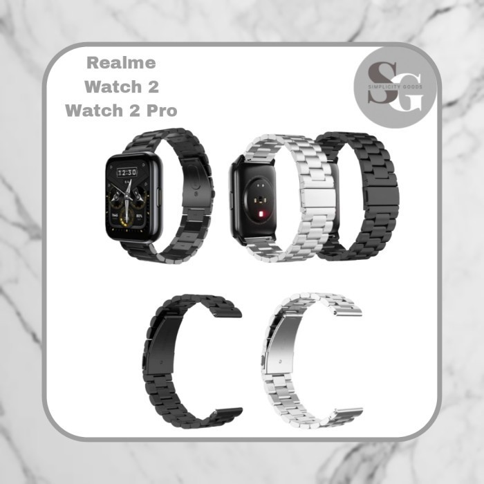 STRAP REALME WATCH 2 2PRO SMART WATCH STAINLESS 3 BEADS TALI JAM 22MM