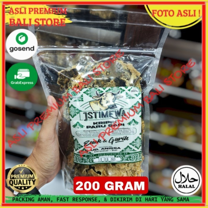 

OLEH OLEH MAKANAN CEMILAN CAMILAN SNACK KULINER KHAS ASLI ORI ORIGINAL BALI KERIPIK KERUPUK KRIPIK PARU SAPI 200 GRAM GR