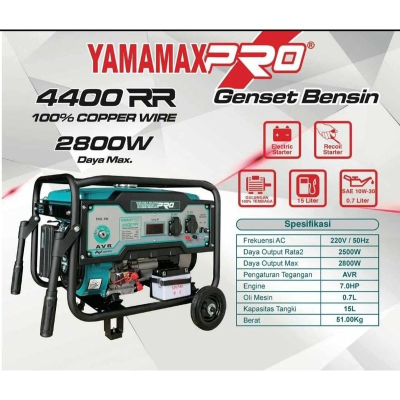 Yamamax 4400RR Genset 2800Watt Genset Bensin Generator Listrik AVR