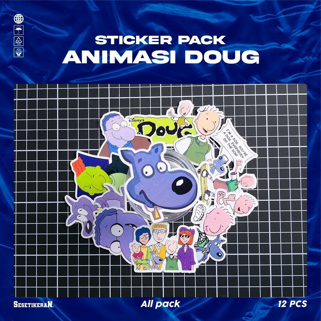 

COD✨ Sesetikeran Stiker Pack Kartun Lucu Doug Untuk Koper Laptop Skateboard