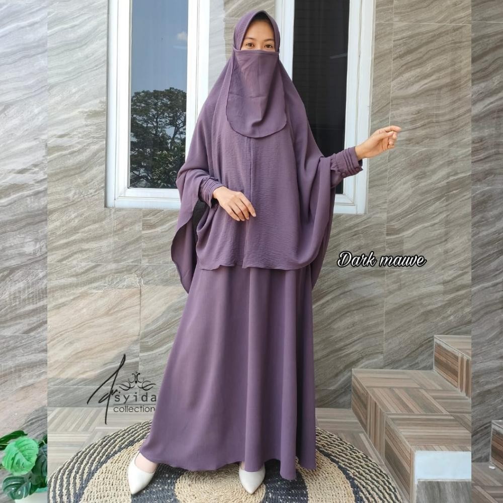 sel sel Gamis Set Hijab Syari Terbaru Bahan Crinkle Airflow Premium Elegan Simple | Dress Dewasa Set Khimar Bergo Polos Wanita Kekinian Adem Dan Tidak Nerawang | Abaya Umroh Muslim Sunnah Setelan Kerudung Jilbab Jumbo SyarI Ukuran M L Xl Xxl Terbaru