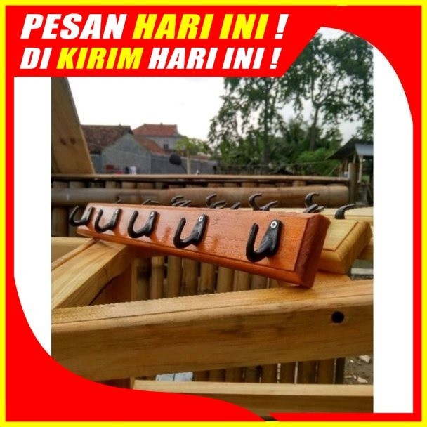 (H17) Kapstok Easthetic Jadul Hook Gantungan dari Kayu Jati Tempel Dinding antungan baju