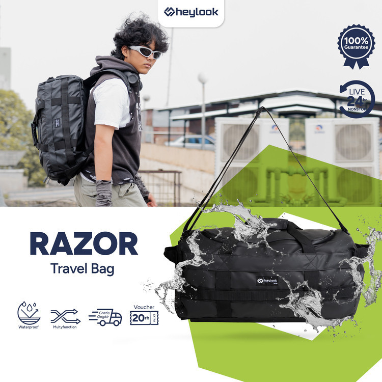 HEYLOOK Official - TravelBag Waterproof RAZOR Tas Gym Tas Olahraga Duffle Bag Travel Bag Tas Mudik