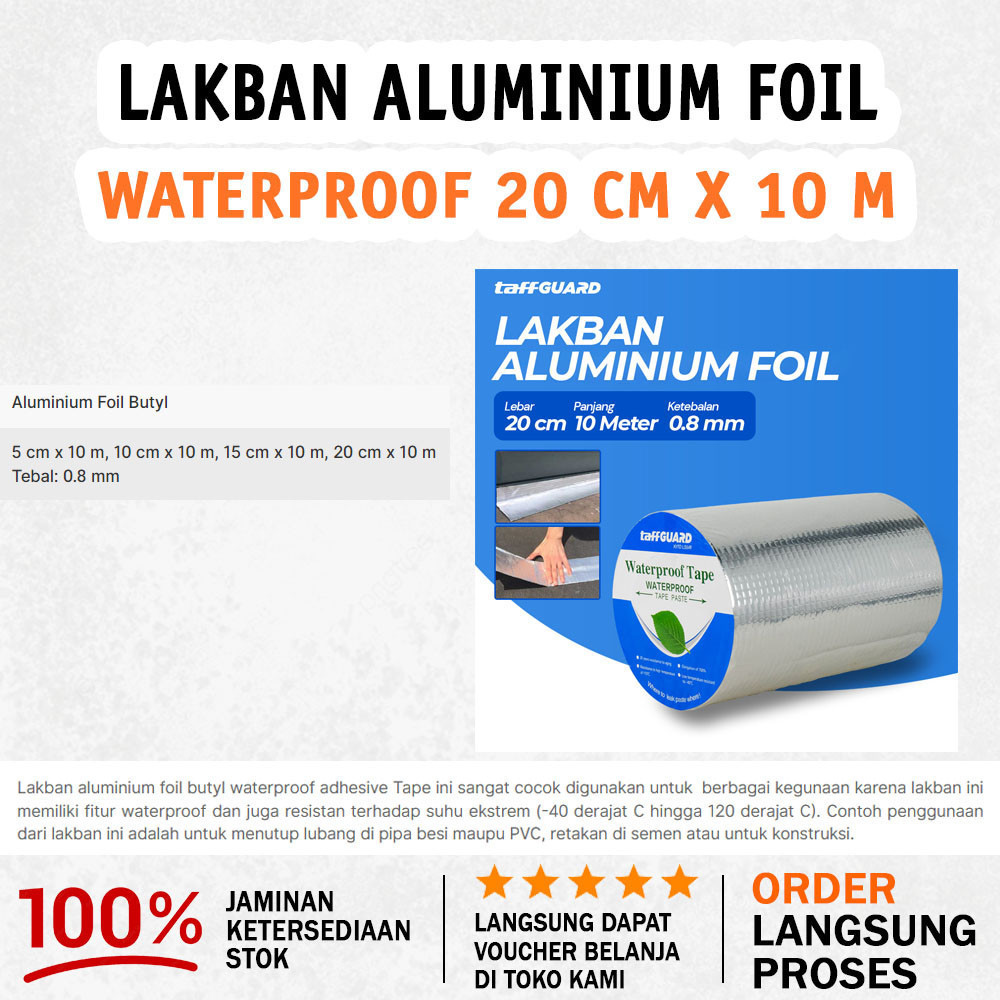 

Lakban Aluminium Foil Tahan Air Dengan Resistensi Temperatur Tinggi 20 cm x 10 m - Silver