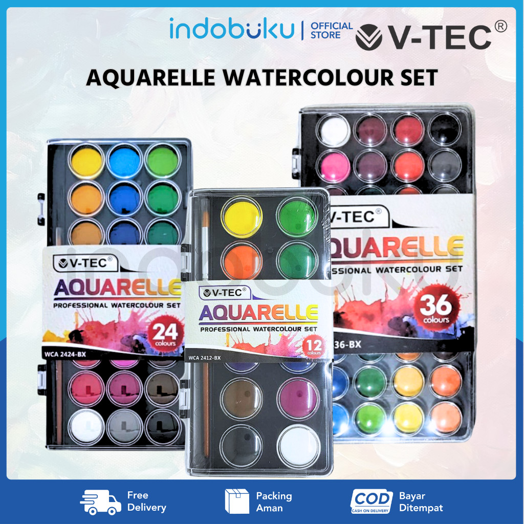 

Aquarelle Watercolor Set V-Tec 12 24 36 Color - Cat Air VTec Warna