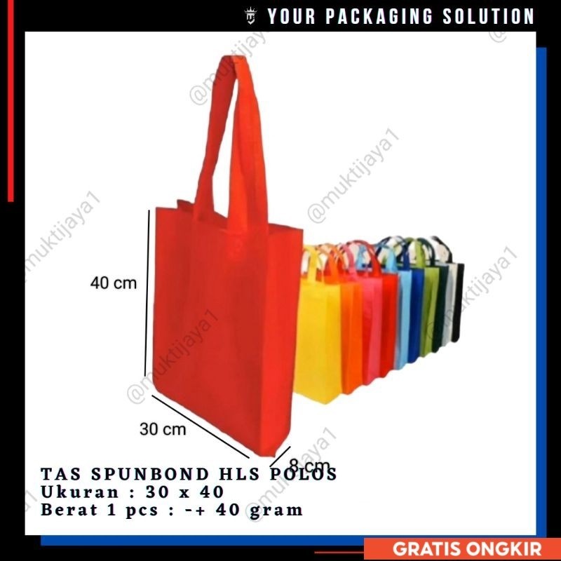 

1 LUSIN (12pcs) • TAS KAIN 30x40cm HLS POLOS • Spunbond ll Goodie Bag ll Tas Kain ll Tas Kado ll Tas Berkat