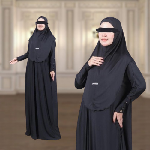 Abaya One set Kerudung All Size Set Umroh Abaya Daily (Gamis Umroh Abaya Jersey Spandex Set Kerudung
