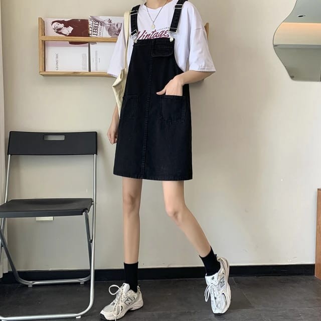 Terlaris ✨ -Overall Dress Rok - S