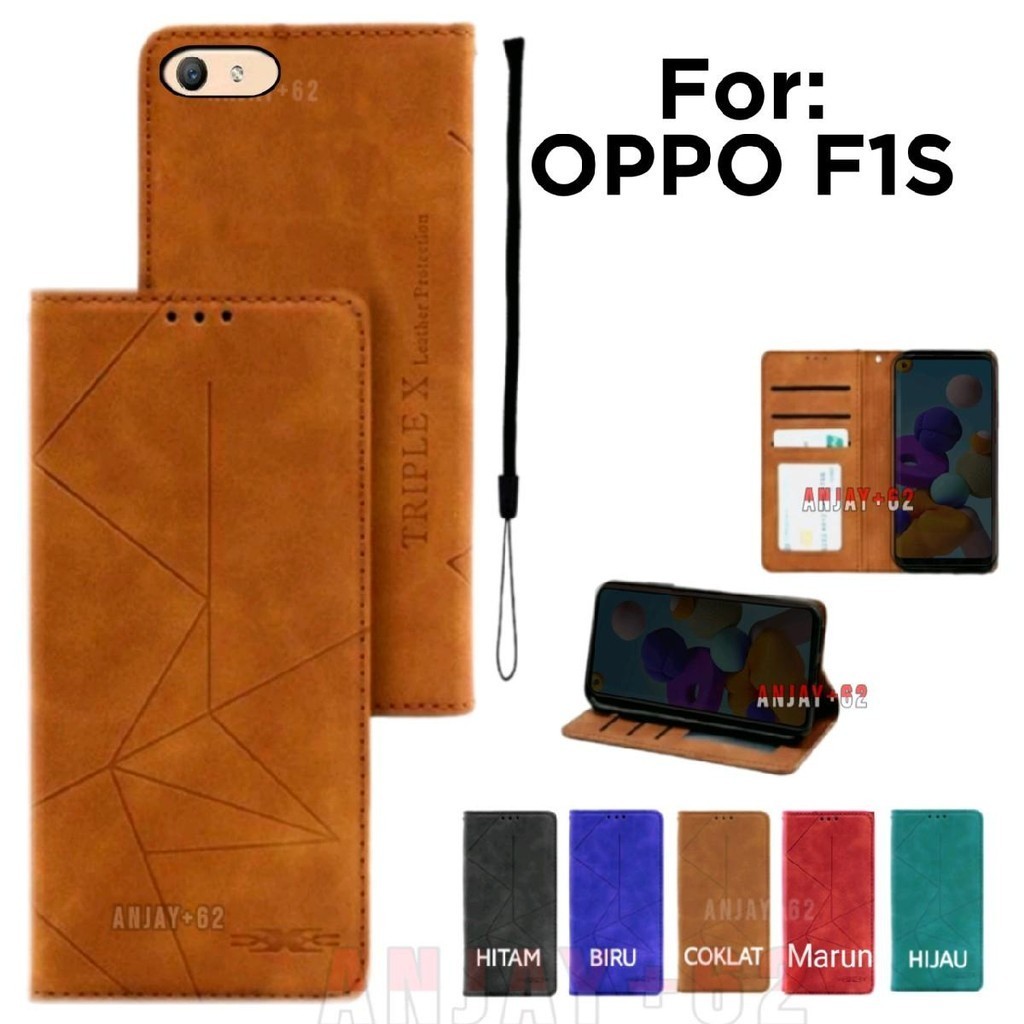Case Untuk Oppo F1S Flip Cover Magnet Dompet Kulit Standing Premium Casing