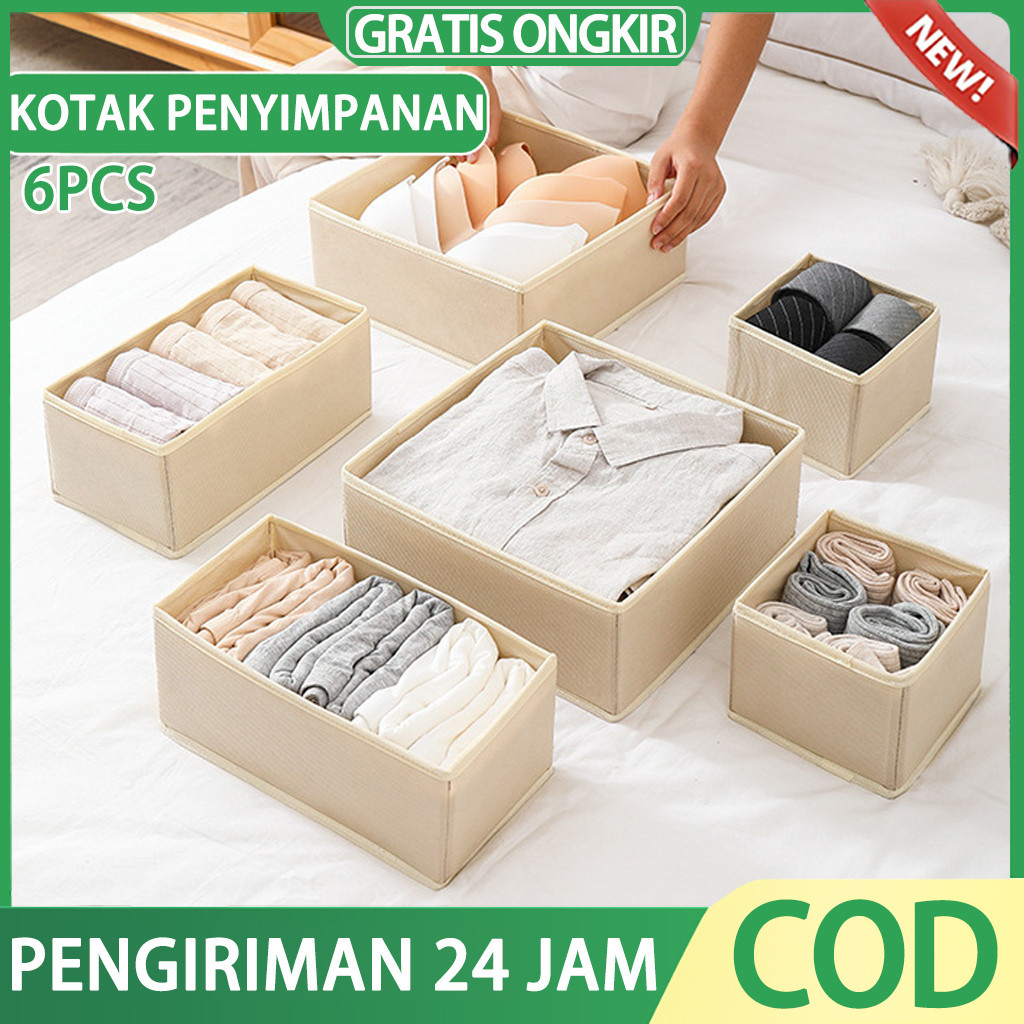 Kotak Penyimpanan 6pcs / Wardrobe Organizers / Organizer Box / storage box / storage box pakaian bay