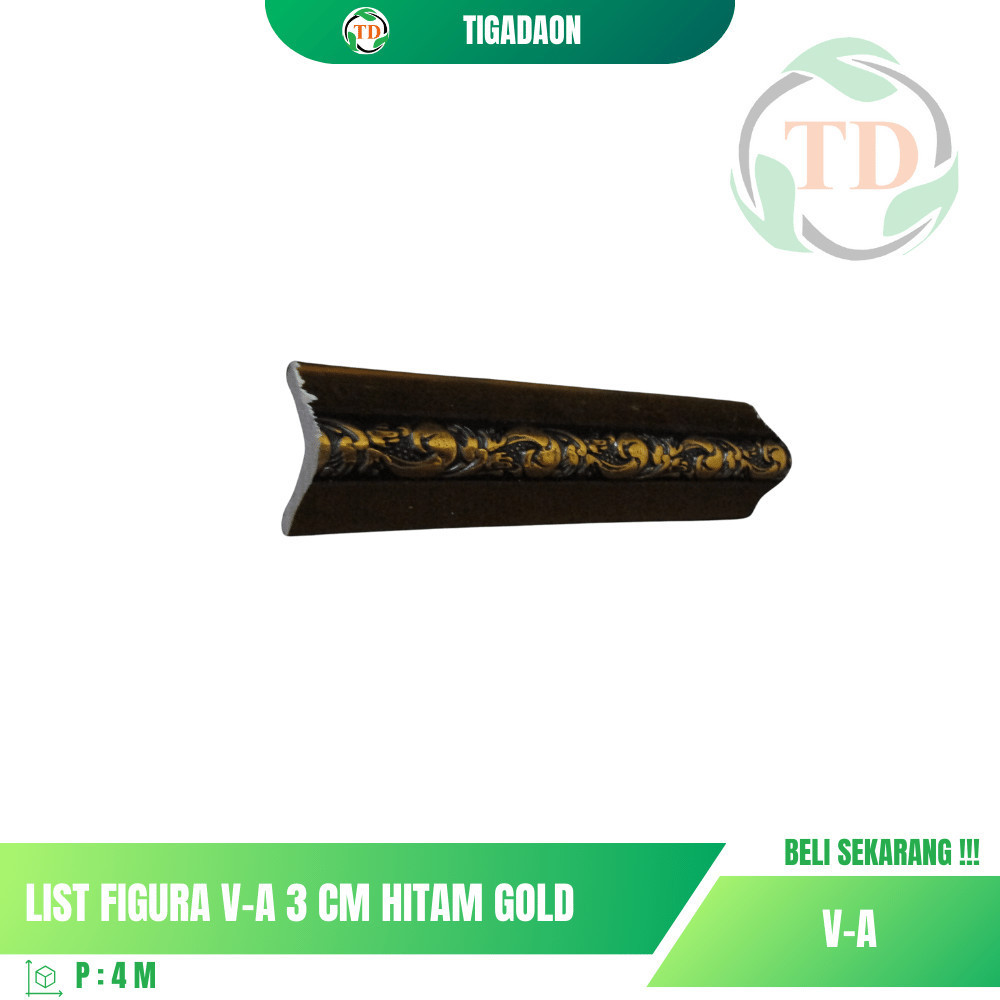 List Figura V-A 3 cm Hitam Gold | Minimal Order 4 pcs