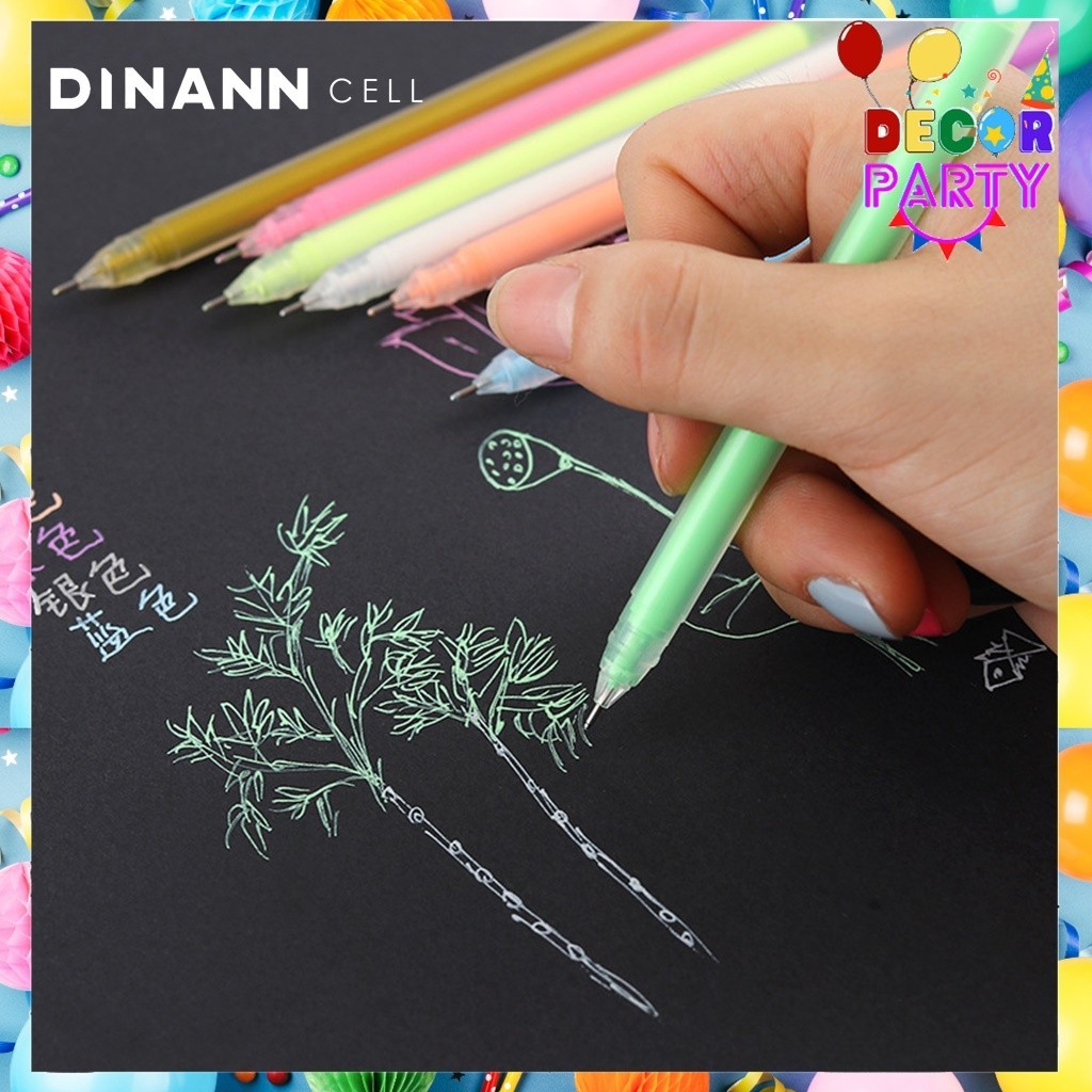 

DINANN Pena Tinta Glitter Metalik 0.9mm Warna Warni Emas Putih Silver Pulpen Colour Gel Pen Tinta Metallic Ballpoint Craftwork Scrapbook Silver White Gold Gel Ink