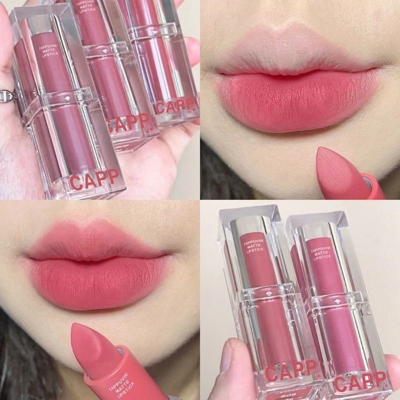 NEW CAPPUVINI MATTE Warna Nude Pink Mosturizing Lipstick / cappuvini pink lipstik matte waterproof l