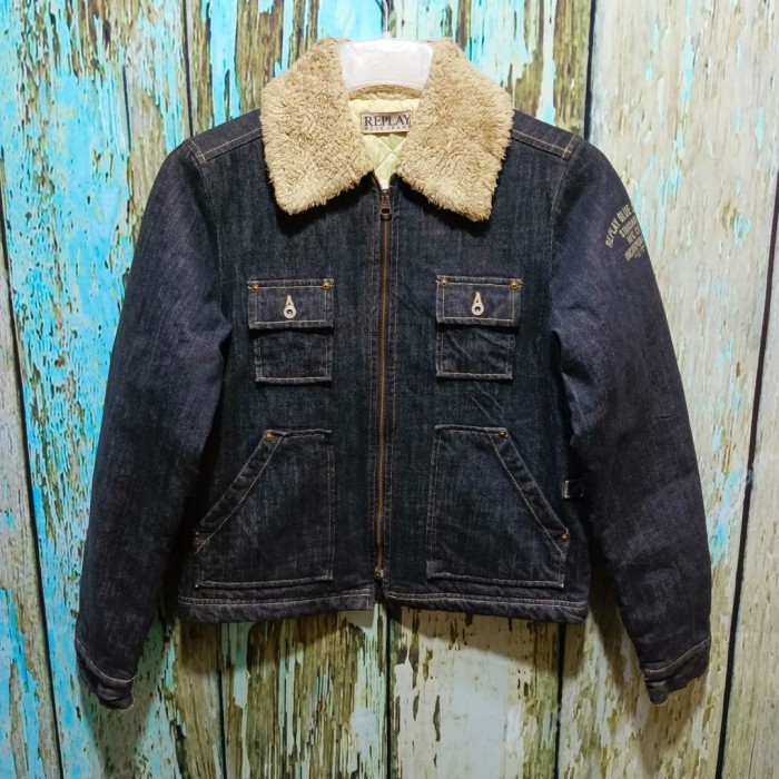 Jaket Jeans pria REPLAY BLUE JEANS Tebal  hangat