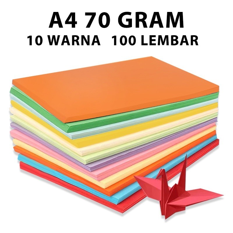 

Origami Kertas 10 Warna Kreatif DIY SINAR DUNIA 80gr A4 RAINBOW