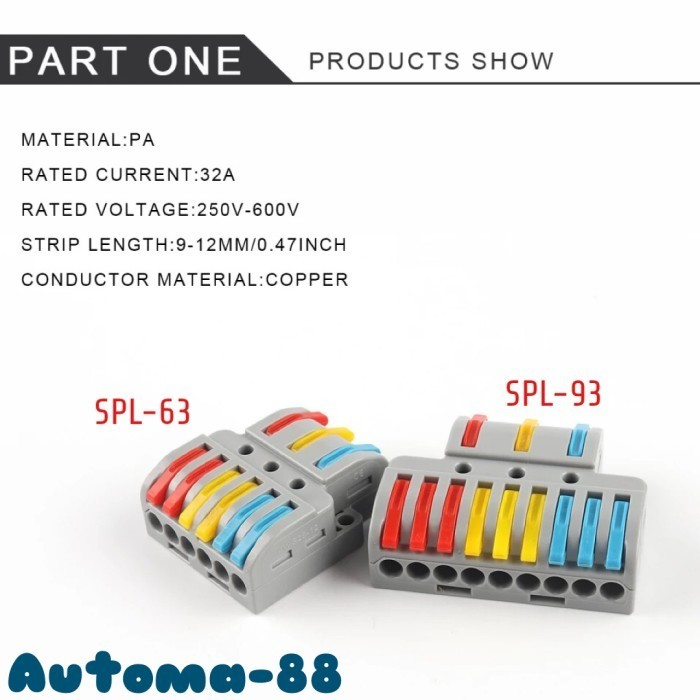 

NN08 SPL-63-93 konektor sambung kabel 3 cabang 3x9 3x6 3 phase model WAGO - SPL-93 (DF-93)