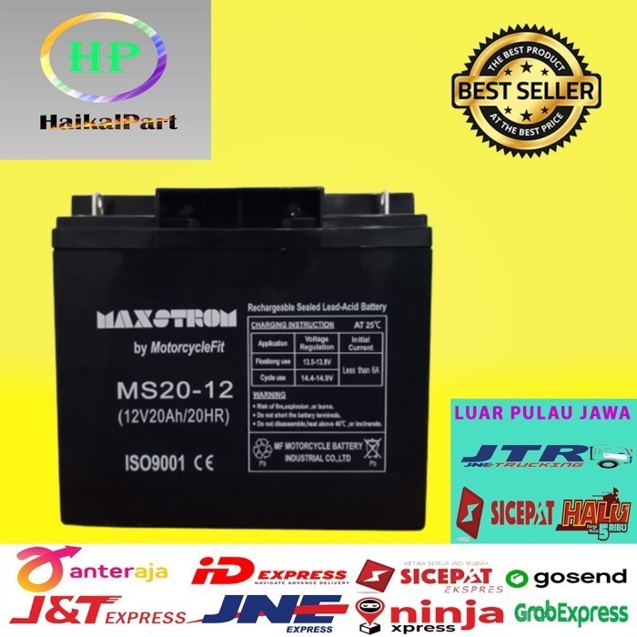 ✨BISA COD✨ - AKI VRLA 12V 20AH GENSET JENSET SEPEDA LISTRIK MS20-12 MAXSTROM ORI