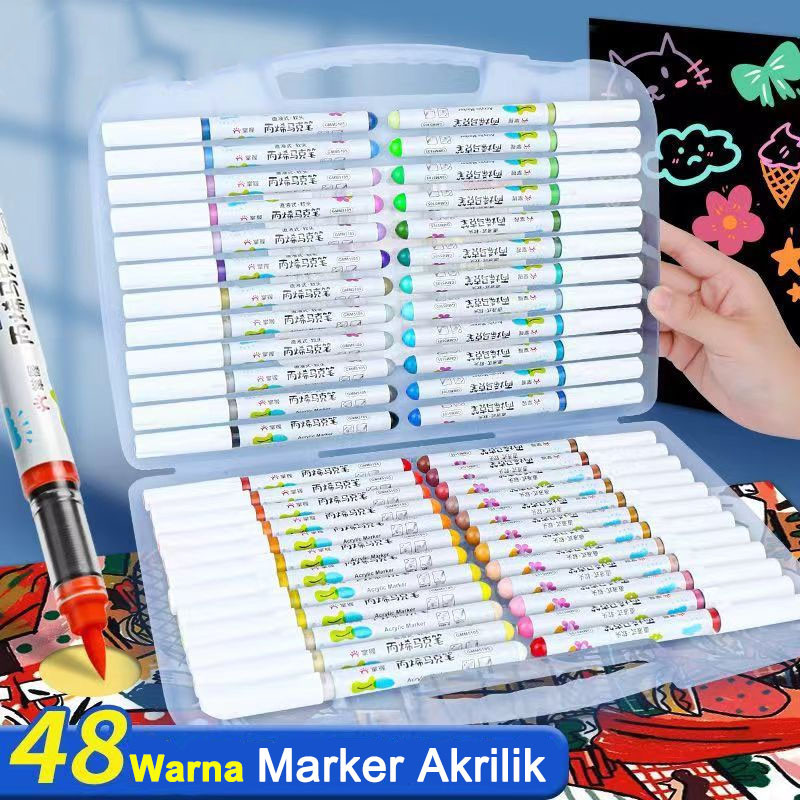 

Acrylic Marker Pen Set Spido copic posca marker full set watercolor Grasp Brand 12/24/36/48 warna