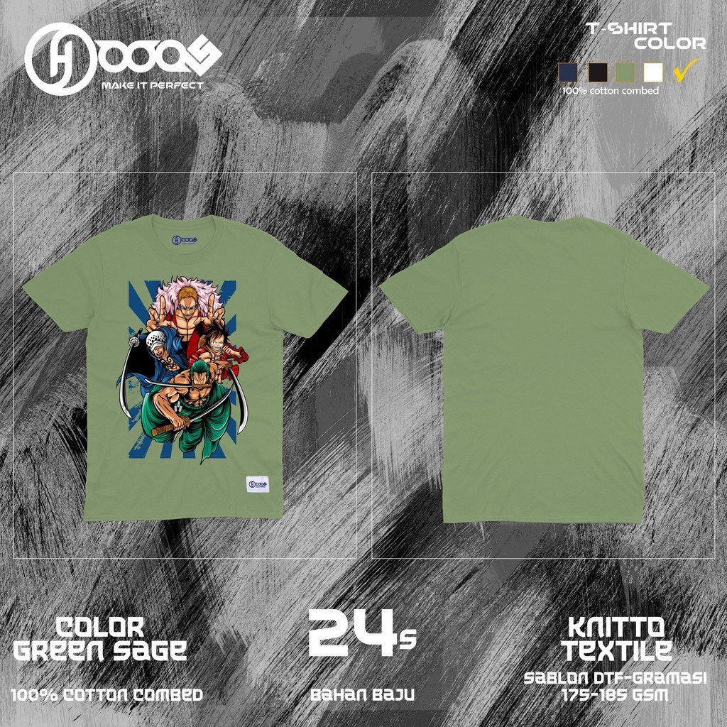 HOOQS - Kaos Pria - Wanita Design Luffy DressrosA ARC T-Shirt Adem High Quality Cotton Combed 24s Ba