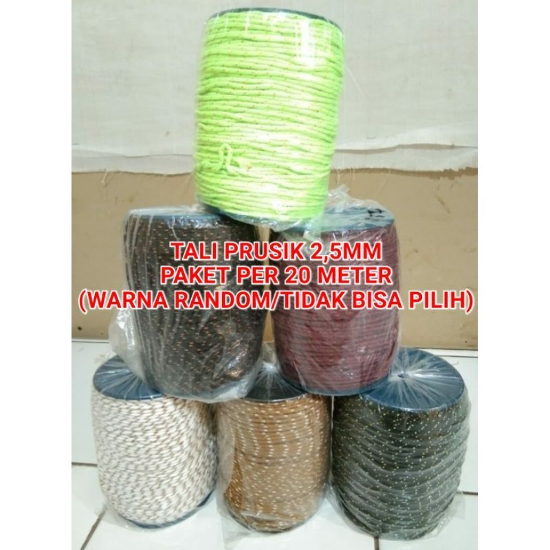 

Tali prusik 2 koma 5 mm paket per 20mtr murah - warna random sesuai stok