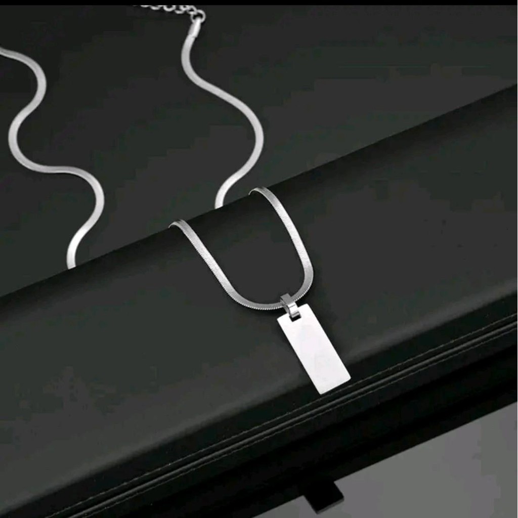 KALUNG TITANIUM FASHION PRIA LIONTIN PLAT ARMY SIMPEL