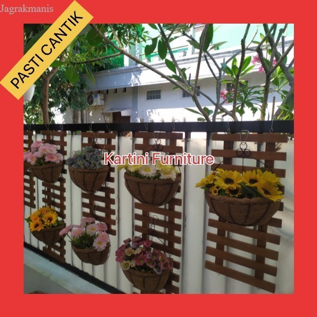 pot tempel dinding rak bunga papan kayu tanduk rusa pot gantung jati murah murah
