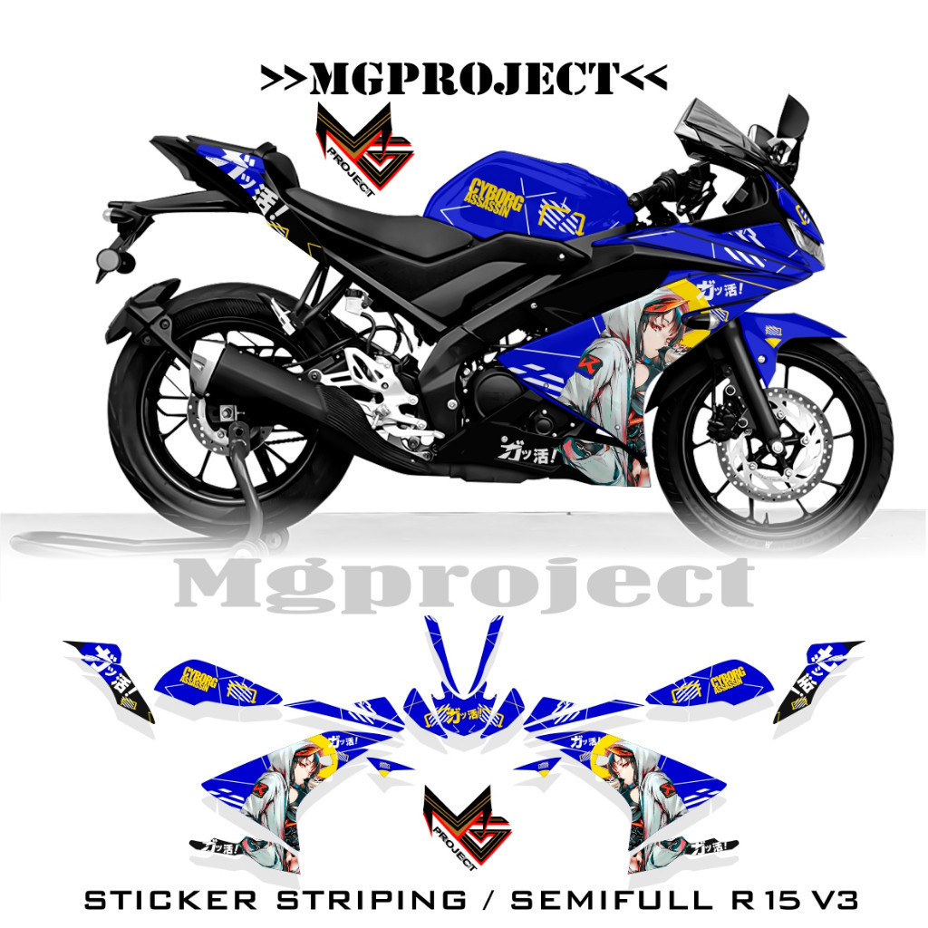 r15 v3 sku12, striping r15 v3 anime semifullbody, stiker yamaha r15 v3