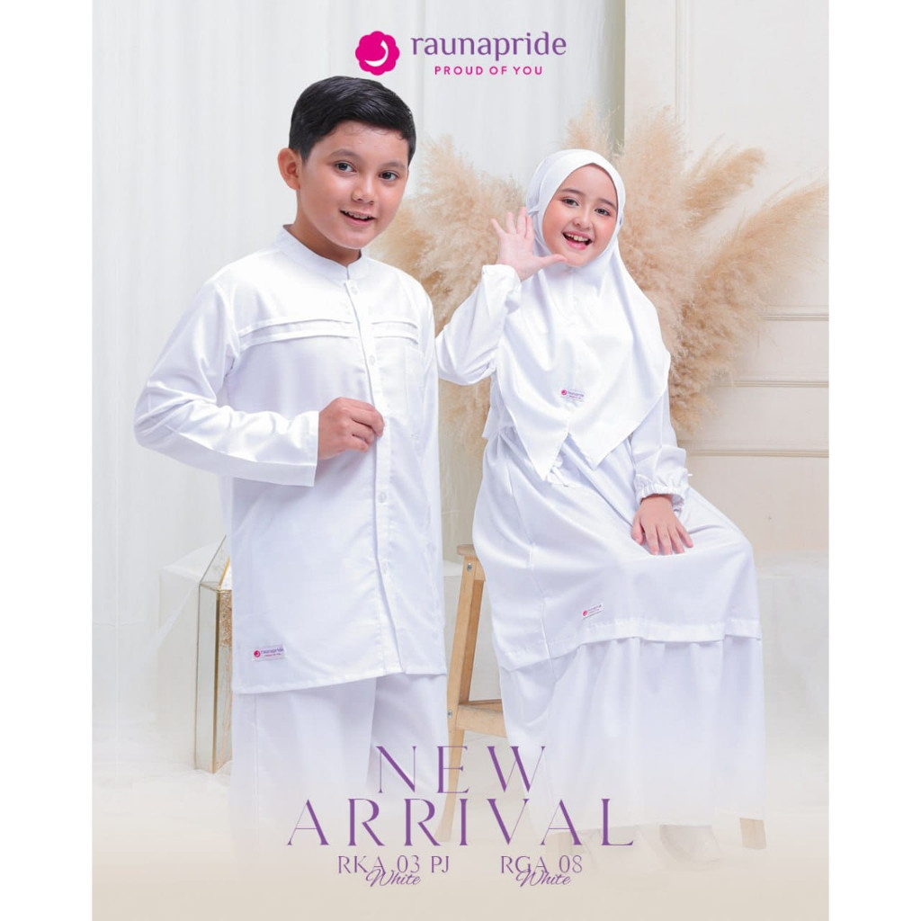 gamis putih rauna rga 08 / rka 03 / koko anak putih / baju manasik anak / gamis anak / dress kids