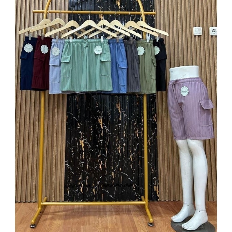 HOTPANTS KNIT CARGO CELANA PENDEK CEWEK