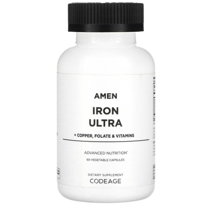 Codeage Amen Iron Ultra + Copper, Folate, Vitamin C, B12 60 Vegan caps