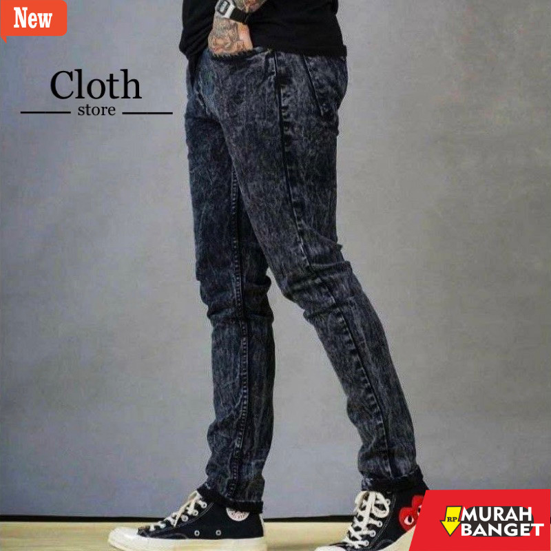 Denim Panjang Pria CELANA JEANS PRIA SKINNY SNOW ACID GREY TERBARU CELANA JEANS PANJANG SKINNY COWOK