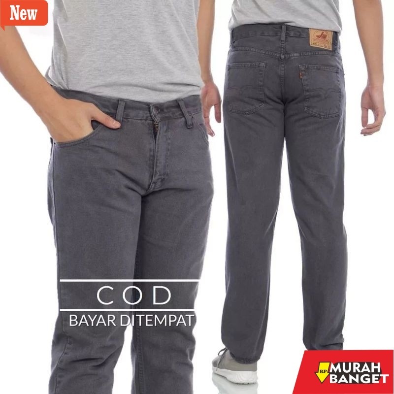 Denim Panjang Pria Celana Jeans Panjang Pria LEA 606 Abu Abu