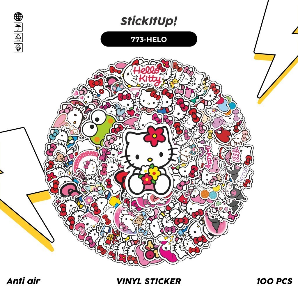 

COD✨ 100 Pcs Stiker Pack Hello Kitty V2 Lucu Aesthetic Vynil Waterproof untuk Freebies Sticker Buku Journal Casing HP Laptop