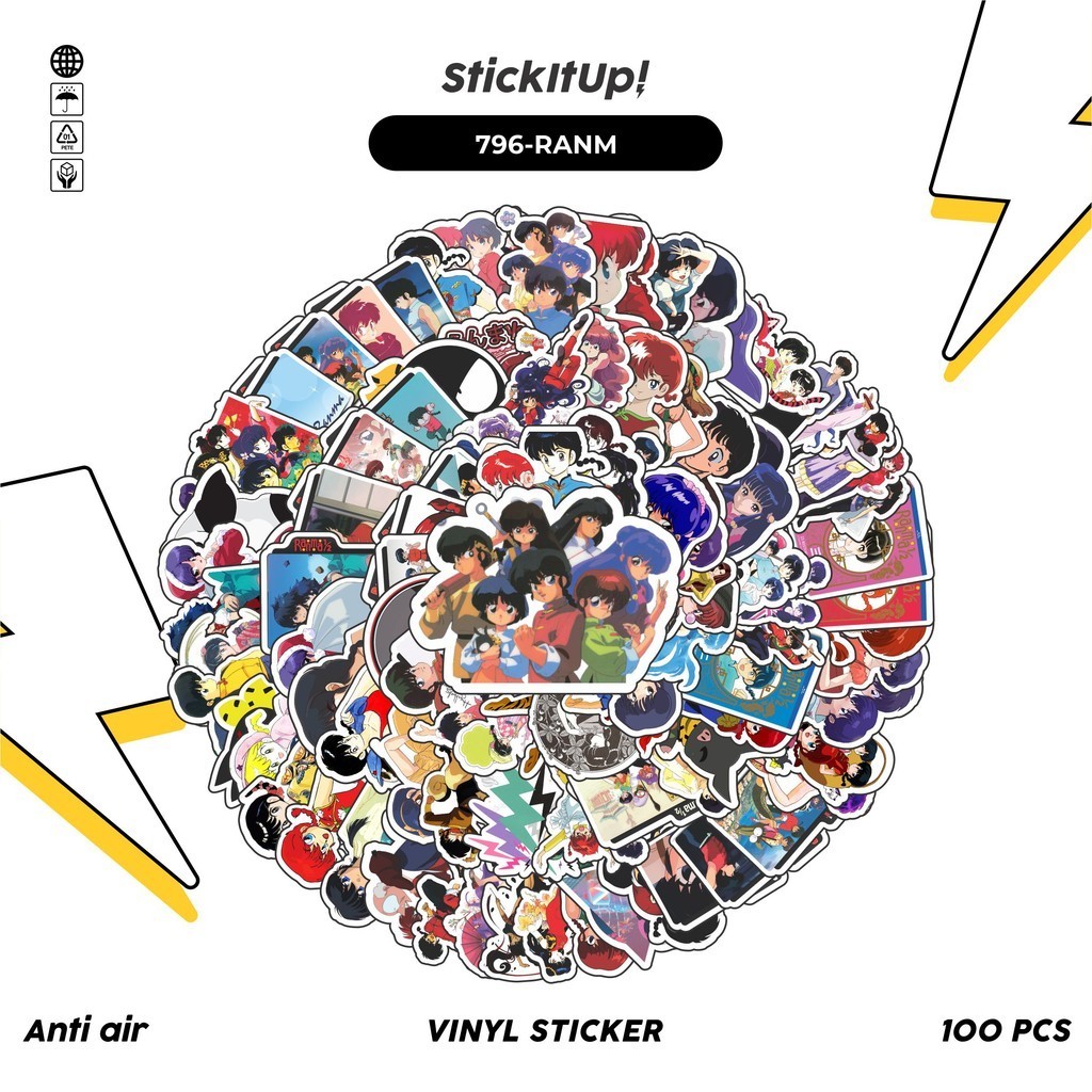 

COD✨ 100 Pcs Stiker Pack Ranma Lucu Aesthetic Vynil Waterproof untuk Freebies Sticker Buku Journal Casing HP Laptop