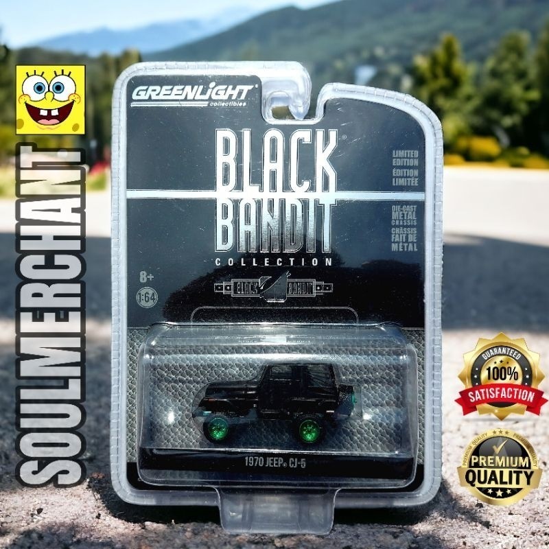Diecast Greenlight Green Machine 1970 Jeep CJ-5 Black Bandit