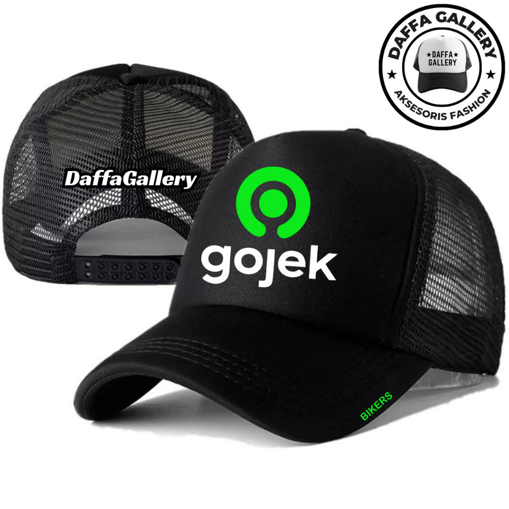 Daffaa Gallery Topi Trucker GOJEK - Topi Distro GOJEK Logo - Topi OJOL GOJEK Premium - Topi Pria Dew
