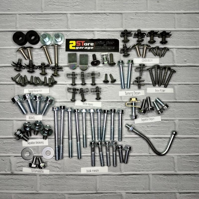 Baut Body Honda Revo 100cc Lengkap Fullbody/Baud Bodi Honda Revo 100 Lama Fullset