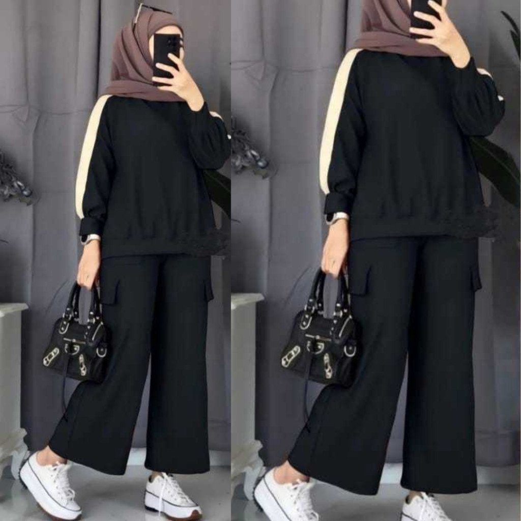 Ziza Set Cargo | Set Atasan Celana Cargo | Setelan Cargo Wanita Remaja Dewasa Hijab