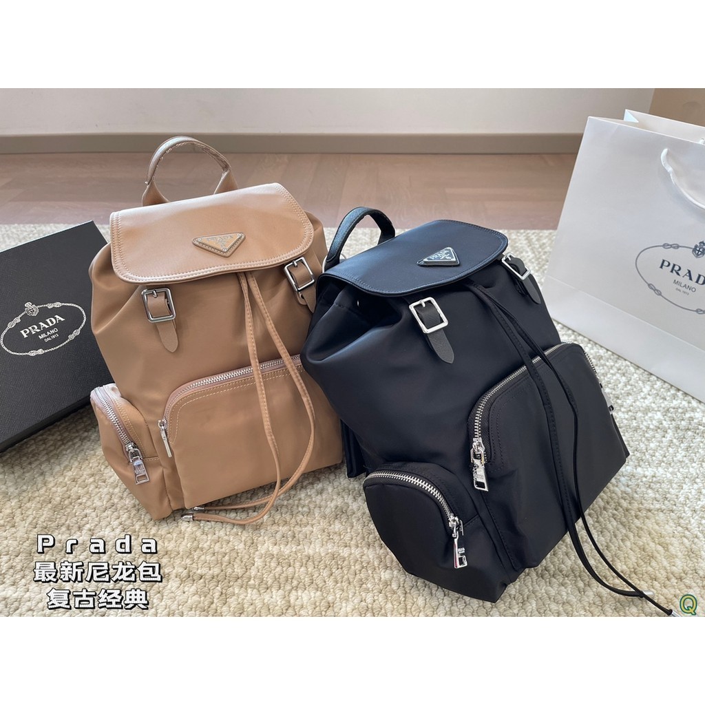 Original 2024 New Prada Retro Classic Nylon Bag Women's Fashion and Elegance Multi Functional Backpa