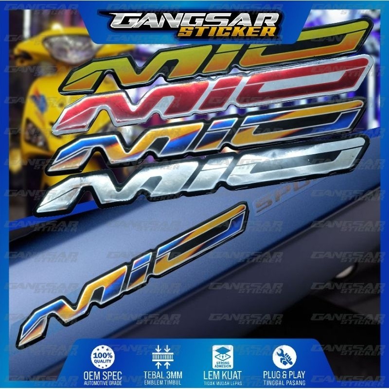 emblem timbul yamaha mio / stiker timbul mio / emblem yamaha mio smile / emblem timbul mio warna / e